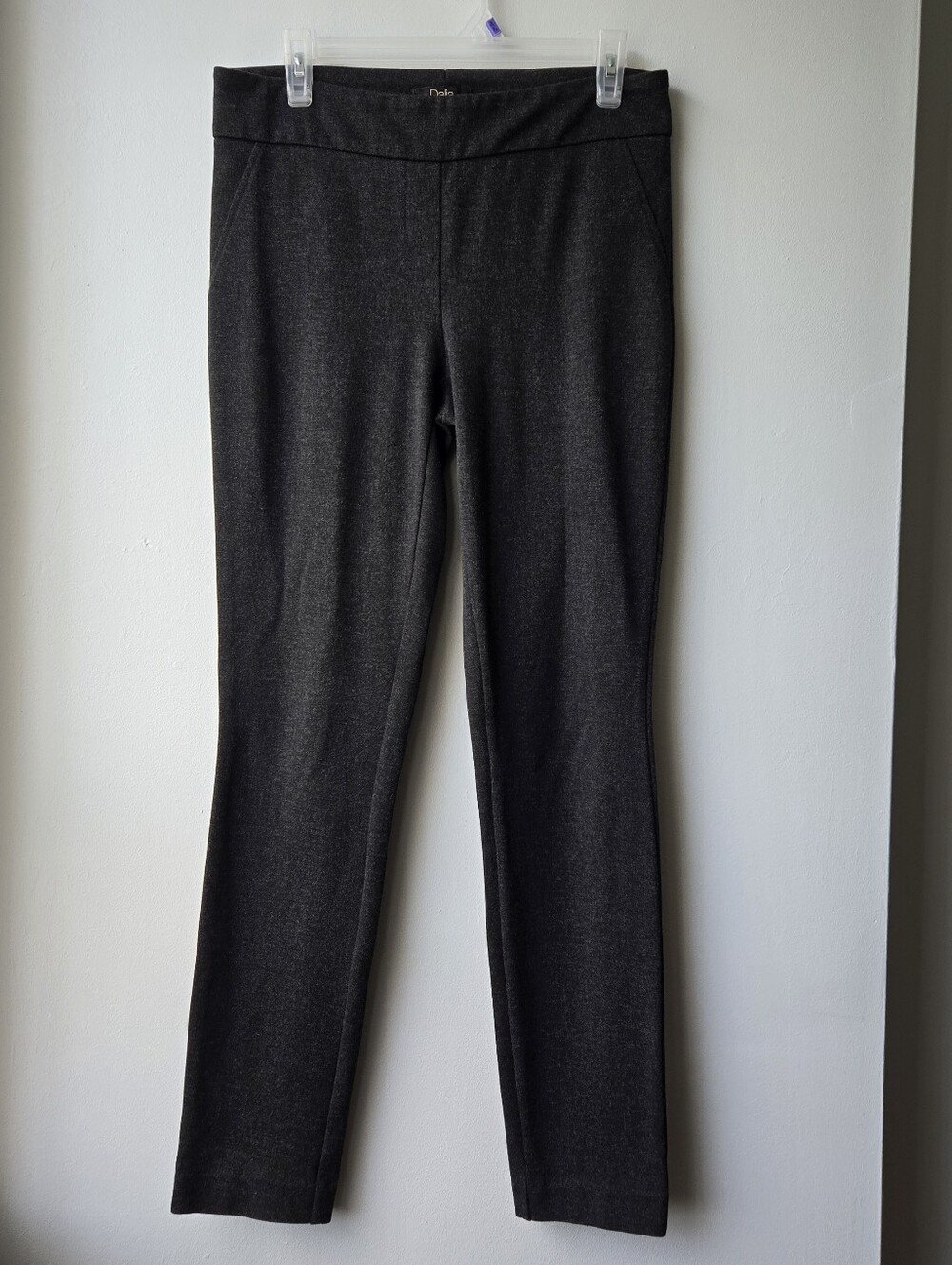 Dalia 7/8 Charcoal Straight-Leg Ponte Pants Lounge Stretch Soft Cozy Pull On Wom